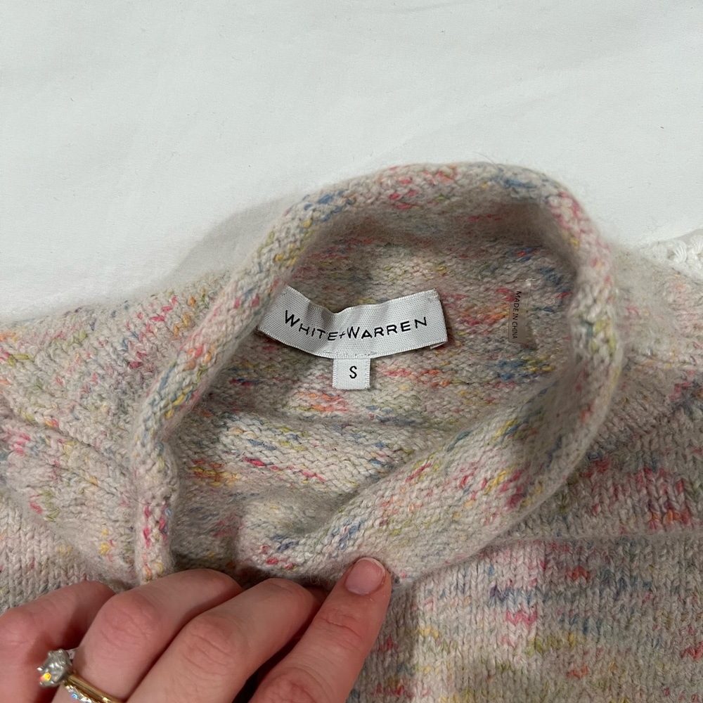 White + Warren Confetti Mock Neck Wool Sweater - Picture 3 of 9